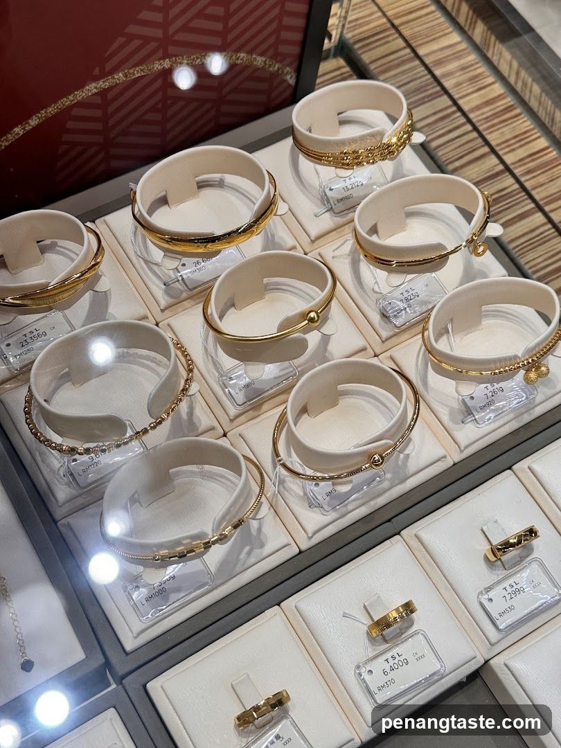 Gold Bracelets and Rings Display