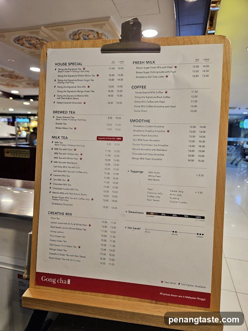 Gong Cha Menu
