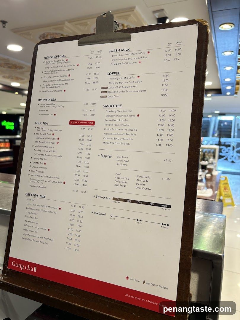 Gong Cha Menu