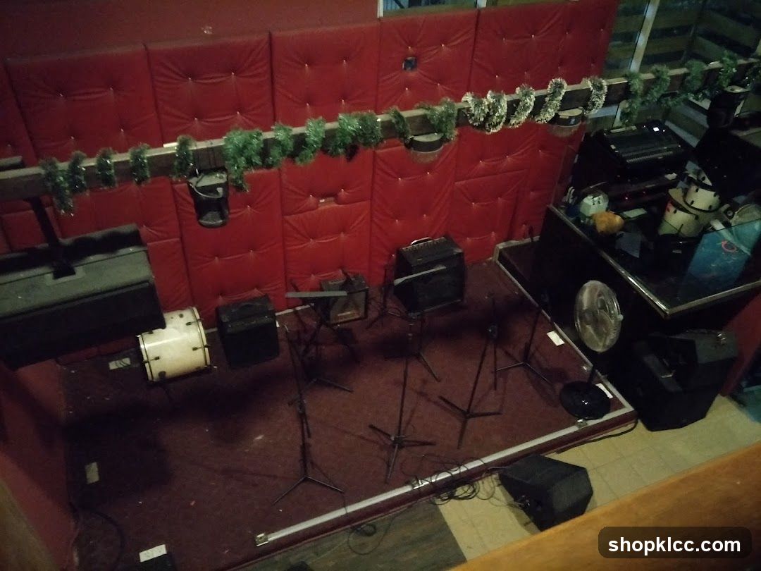 Stage Setup with Red Backdrop