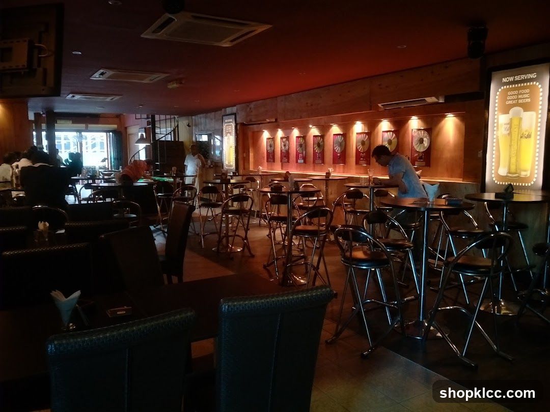 Bar Interior with 'Now Serving' Sign