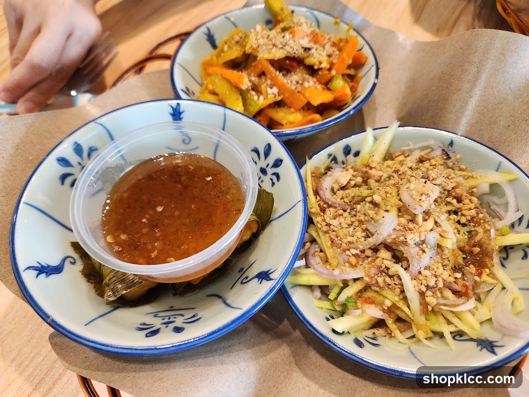 Three small bowls of food