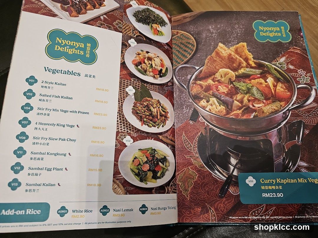 Nyonya Delights Menu