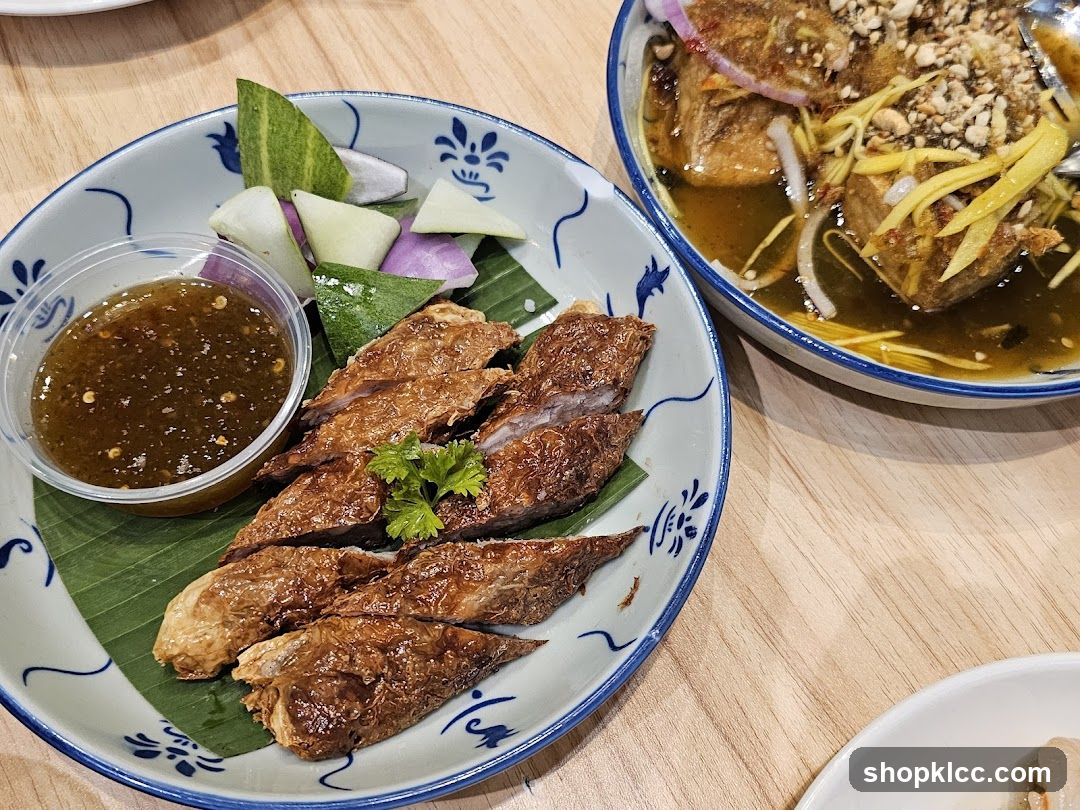 Fried Rolls with Dipping Sauce and Mango Salad