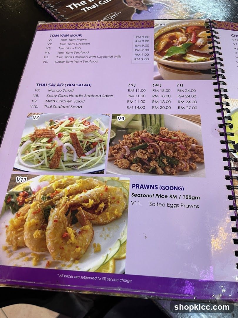 Thai Cuisine Menu Page
