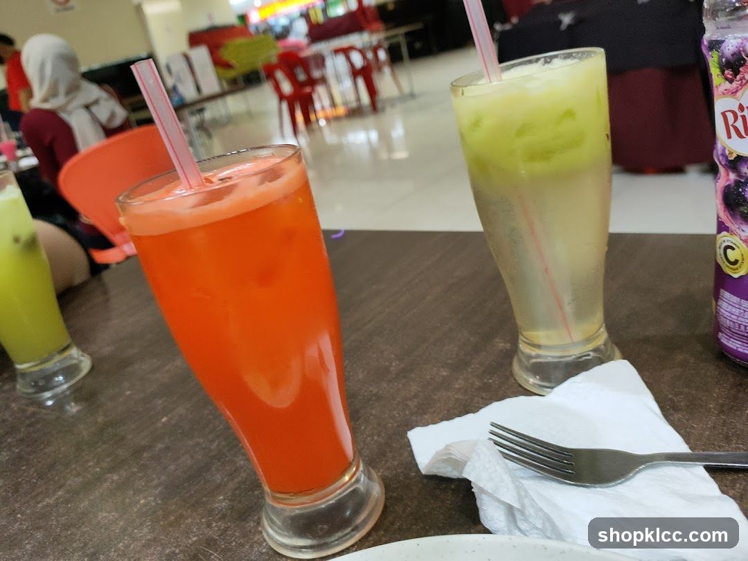 Fruit Juice Drinks at a Restaurant