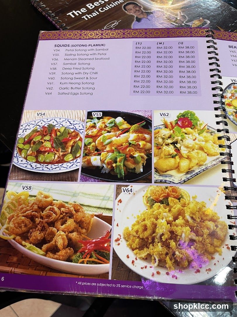 Squids (Sotong-Plamuk) Menu Page