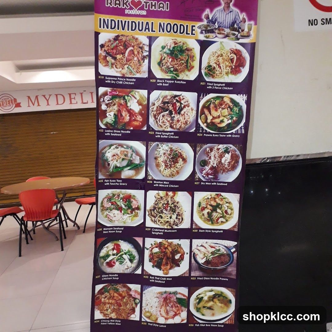 Rak Thai Food - Individual Noodle Menu