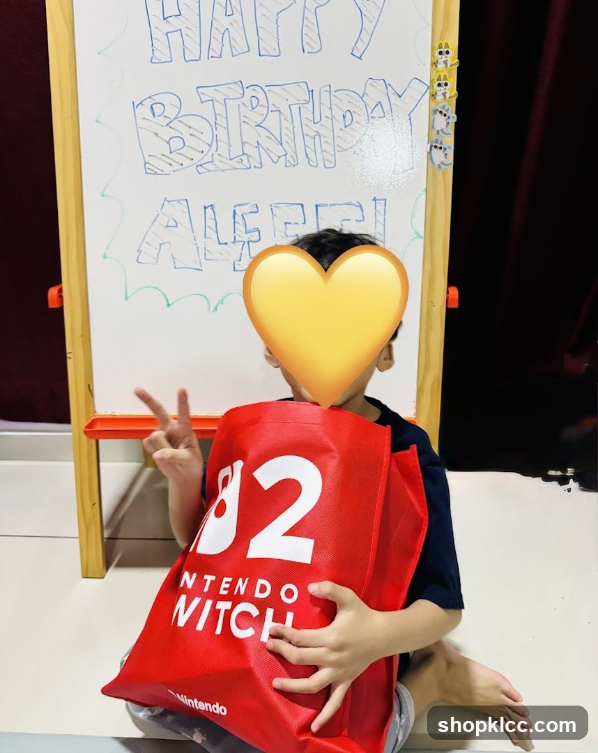 Child with Nintendo Gift Bag