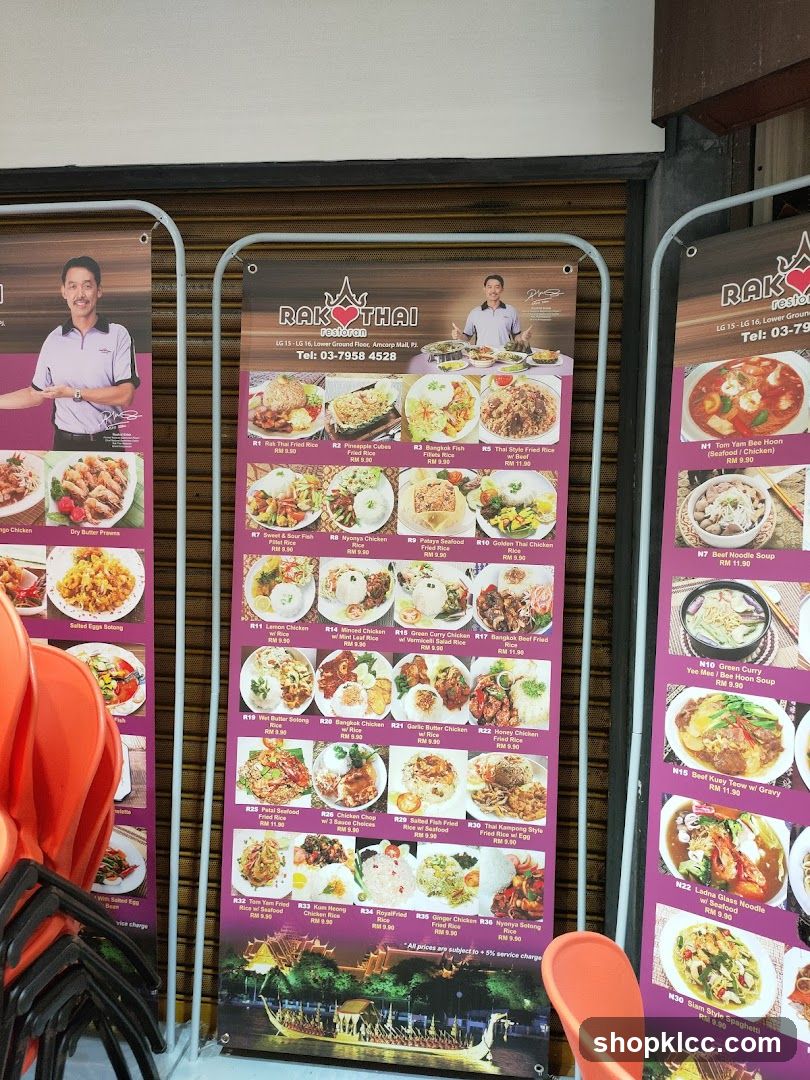 Thai Restaurant Menu Display
