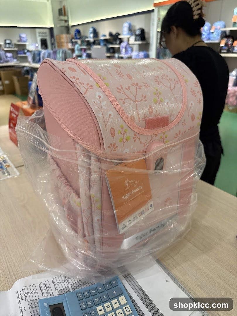 Pink Tiger Family Backpack on Display
