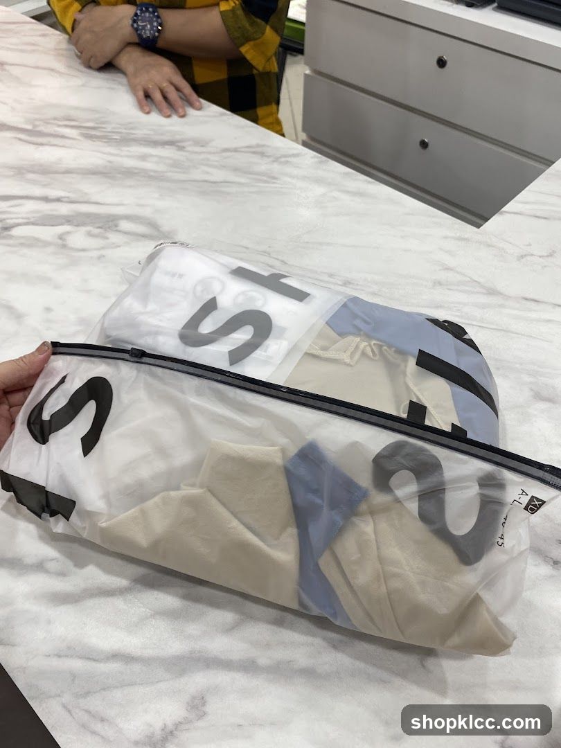 Clothing in a clear bag
