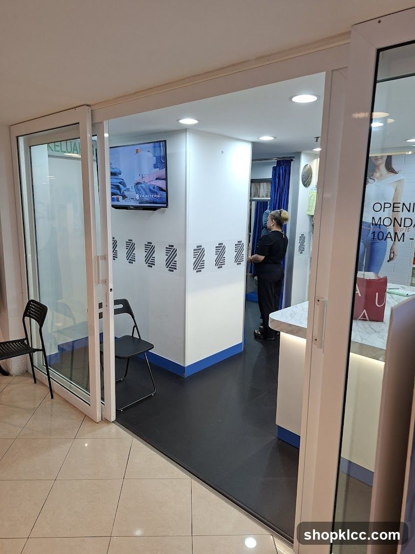 Clothing store interior with staff