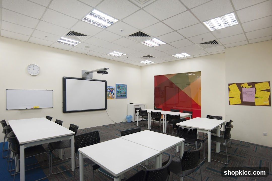Classroom with tables and chairs