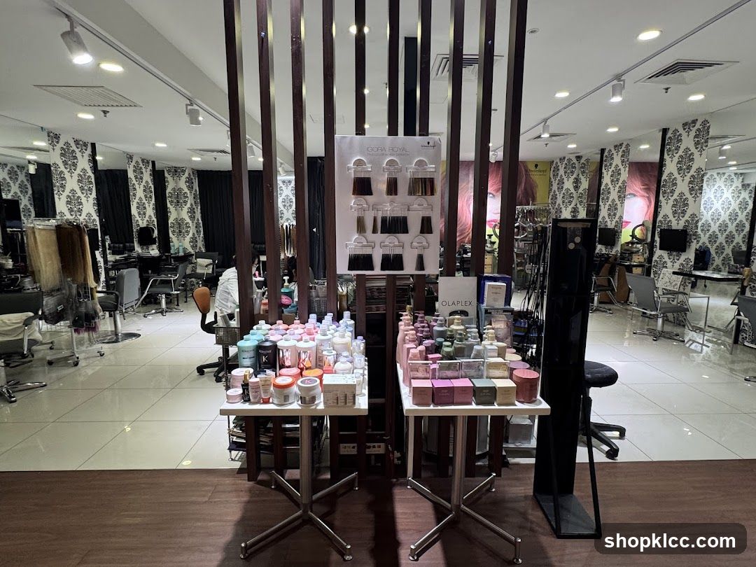 Hair Salon Interior with Product Displays