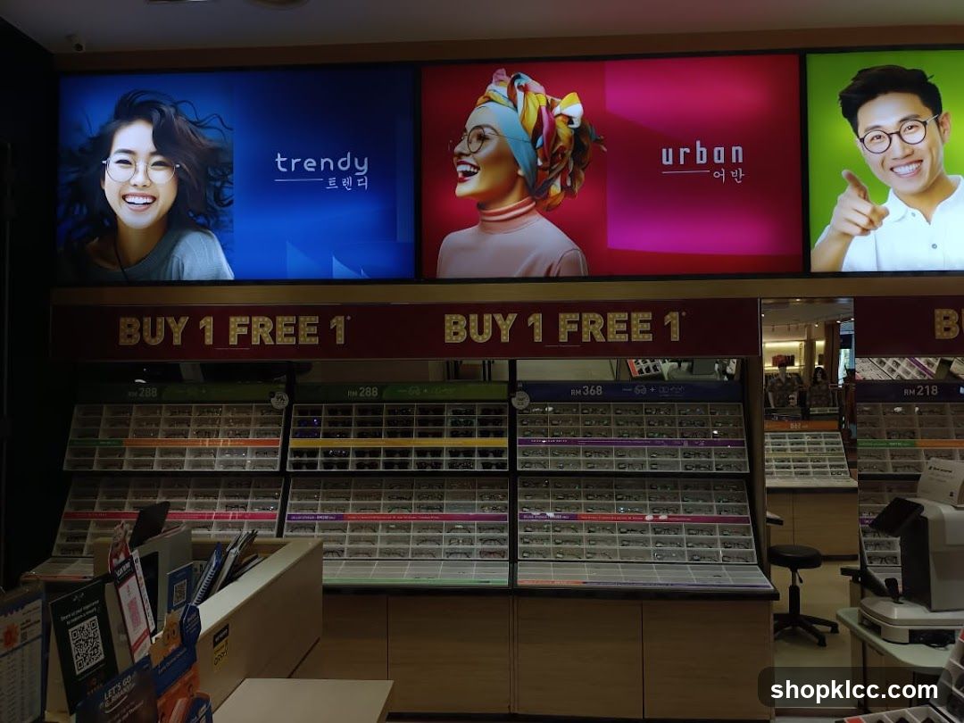 Optical Store Interior with Promotional Displays
