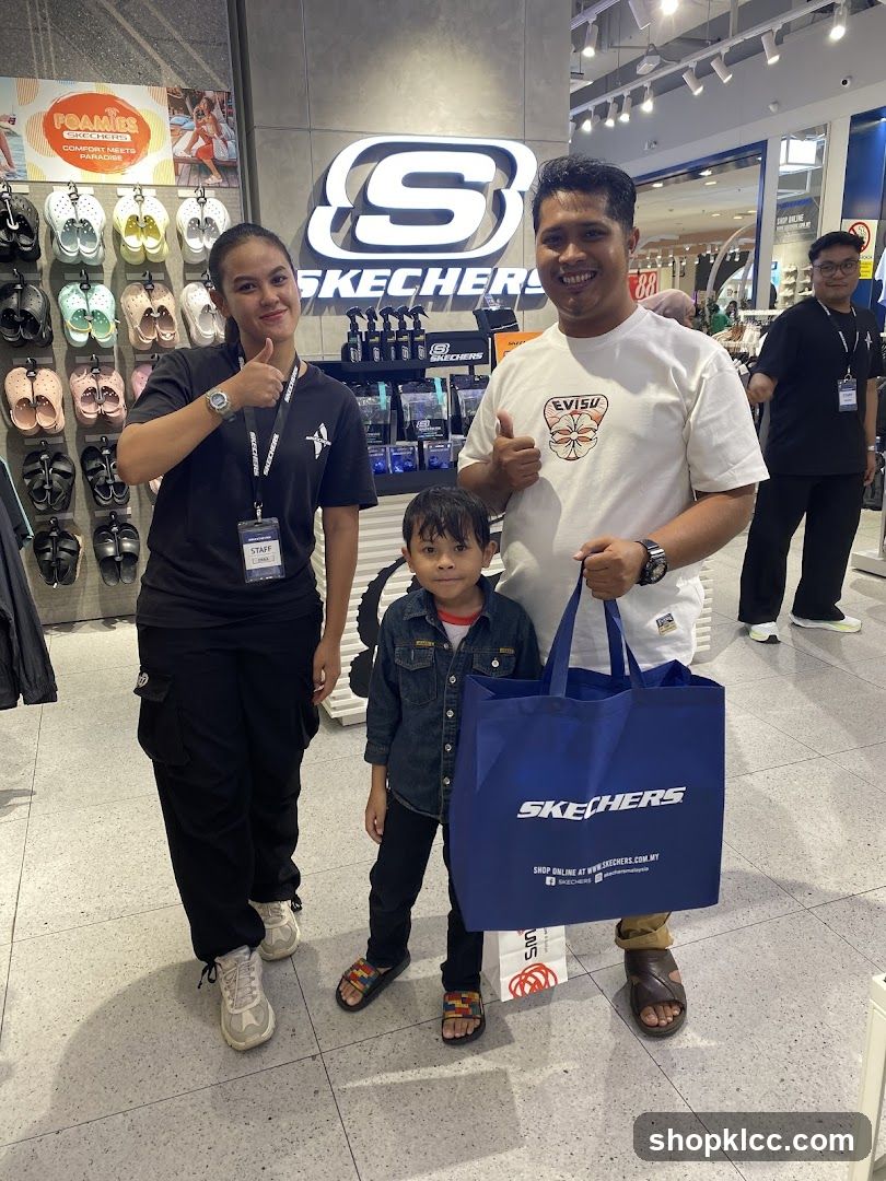 Skechers Store Interior with Staff and Customer