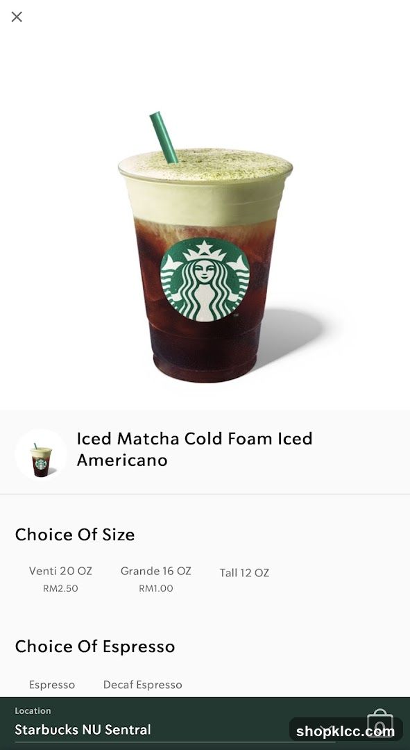 Iced Matcha Cold Foam Iced Americano