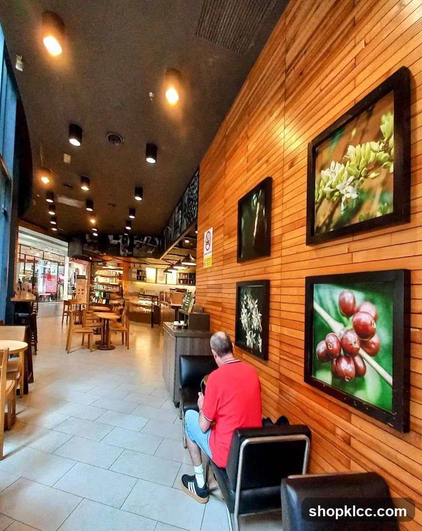 Coffee Shop Interior with Coffee Bean Artwork