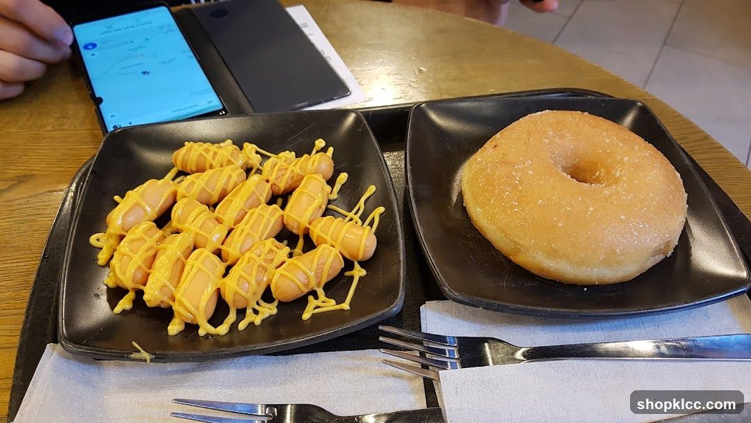 Breakfast Tray with Donut and Mini Hot Dogs