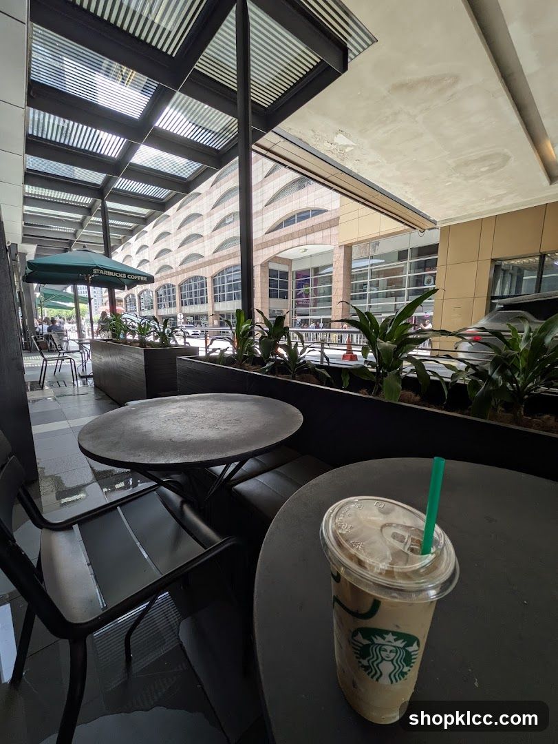 Starbucks Outdoor Seating with Iced Drink