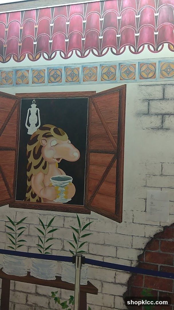 Mural of a cartoon character in a window