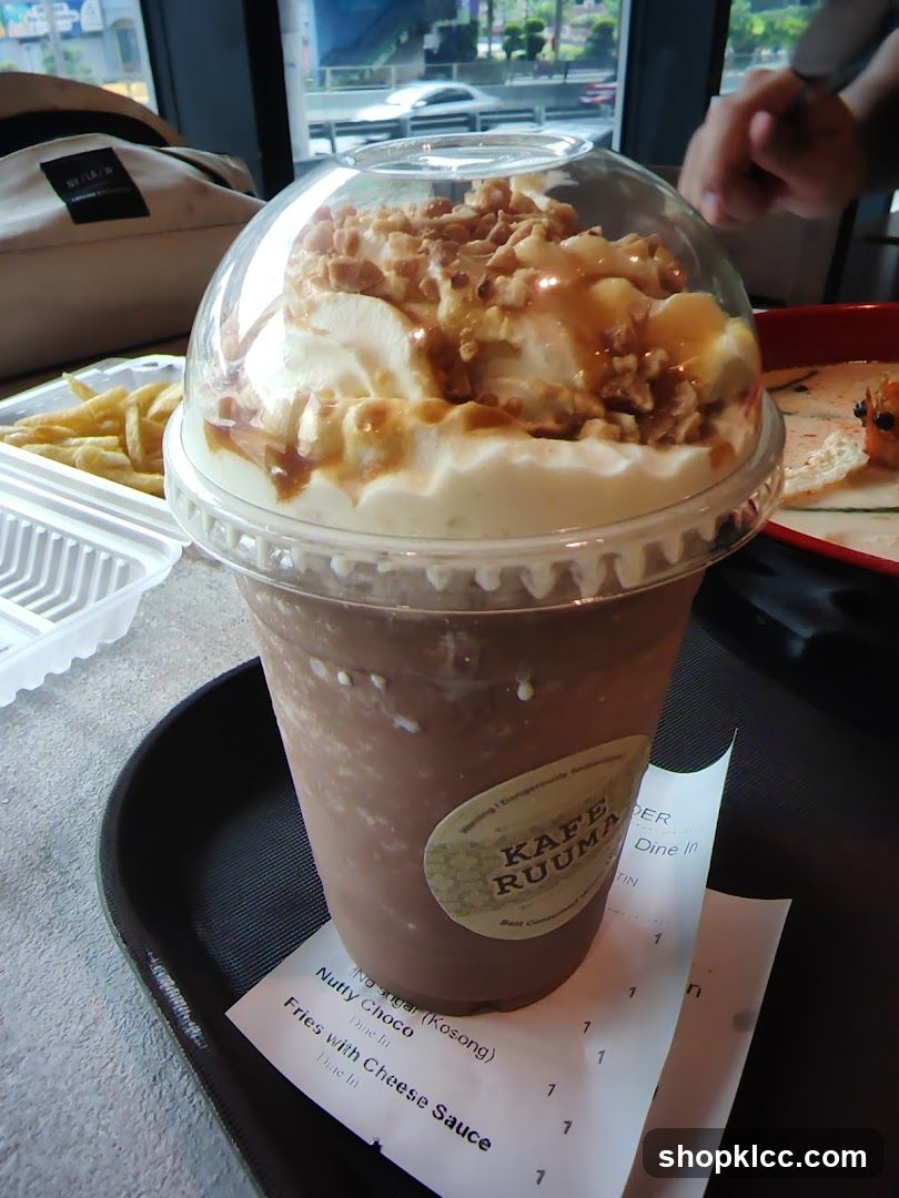 Chocolate Frappe with Whipped Cream and Nuts