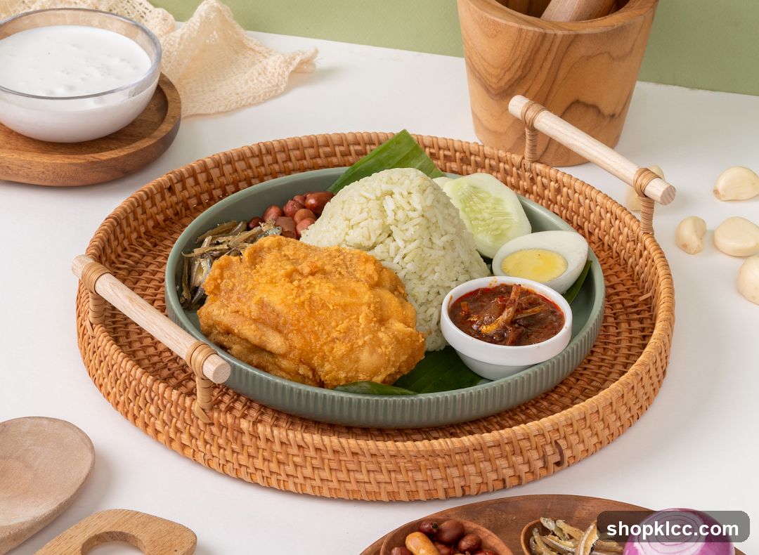 Nasi Lemak with Fried Chicken
