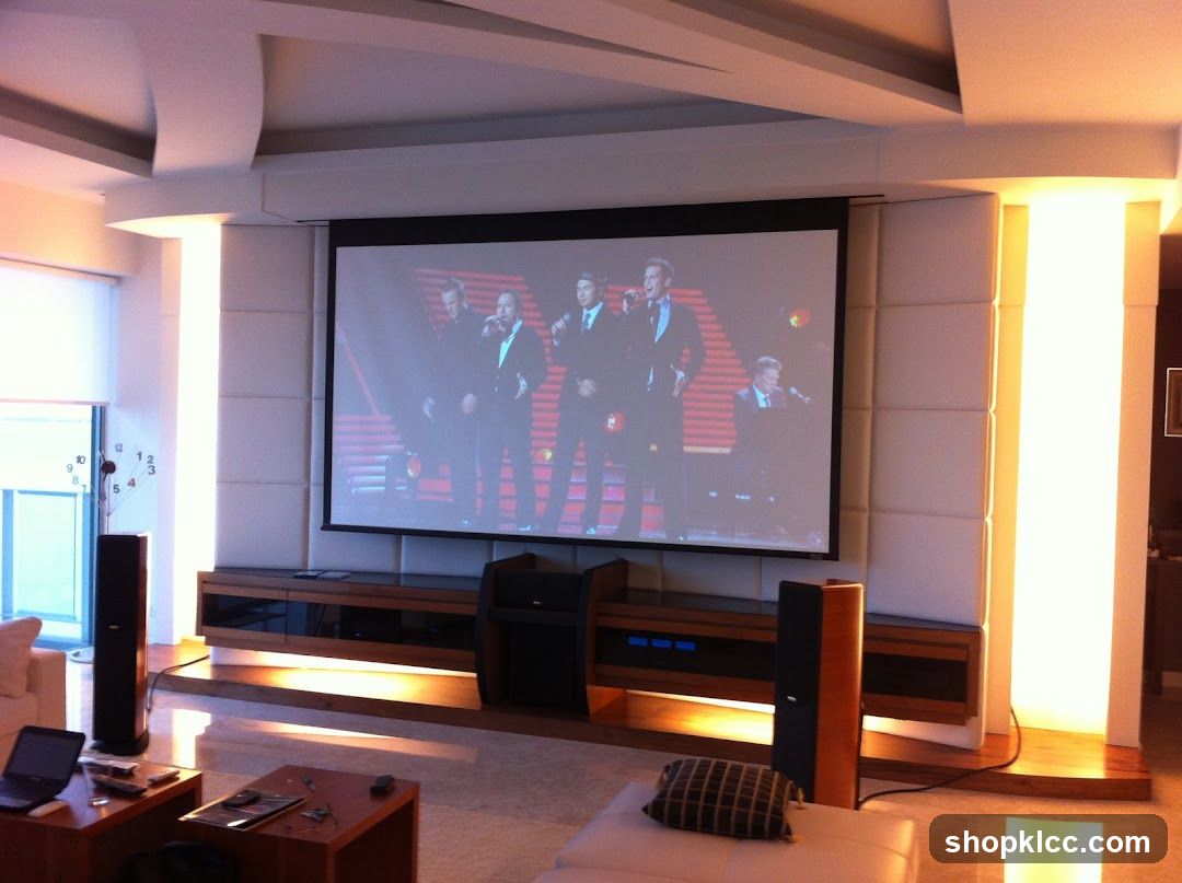 Home theater with large projection screen
