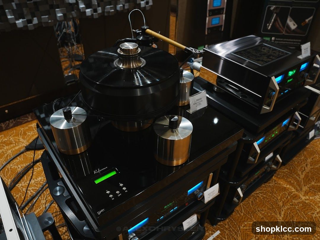 High-end audio equipment display