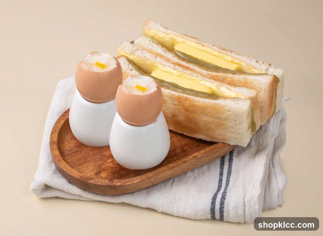Soft-boiled eggs and buttered toast