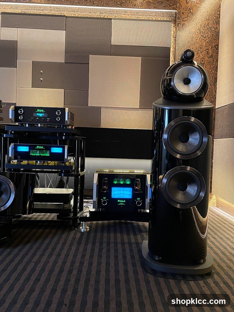 High-end audio equipment display