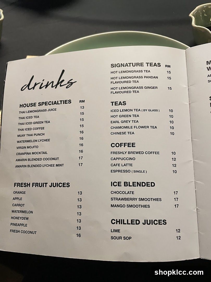 Drinks Menu