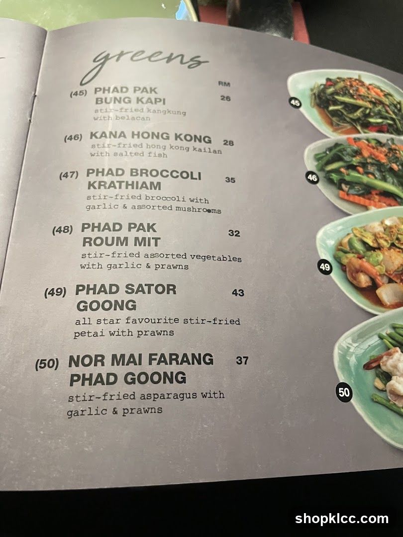 Greens Menu