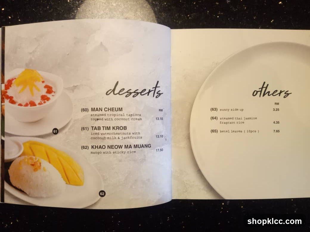 Desserts and Others Menu