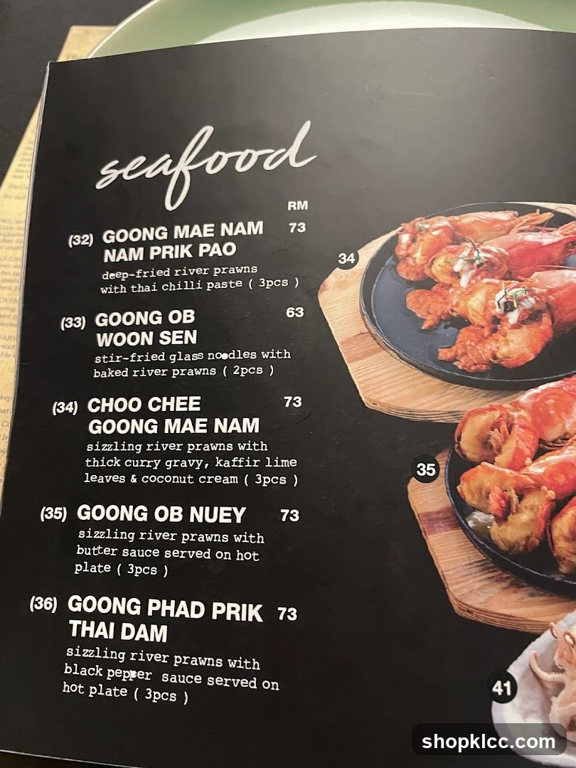 Seafood Menu