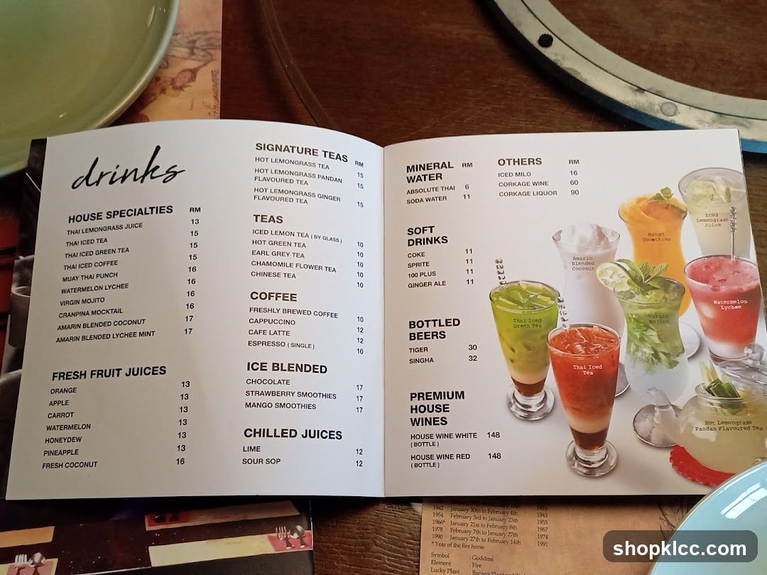Drinks Menu