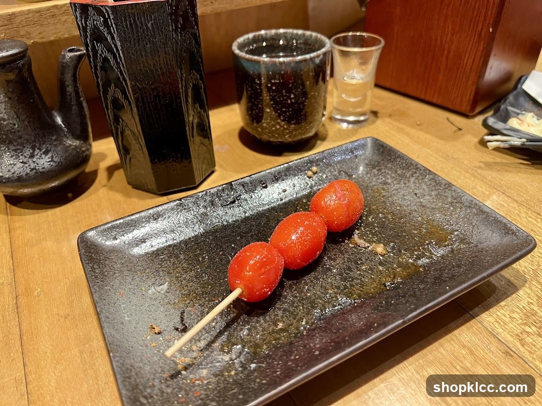 Skewered Cherry Tomatoes on a Plate