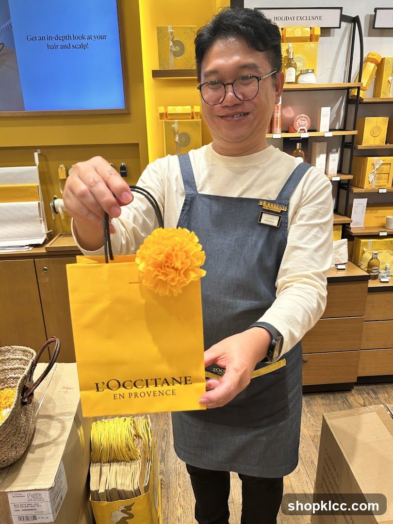 Store Employee Holding a Gift Bag