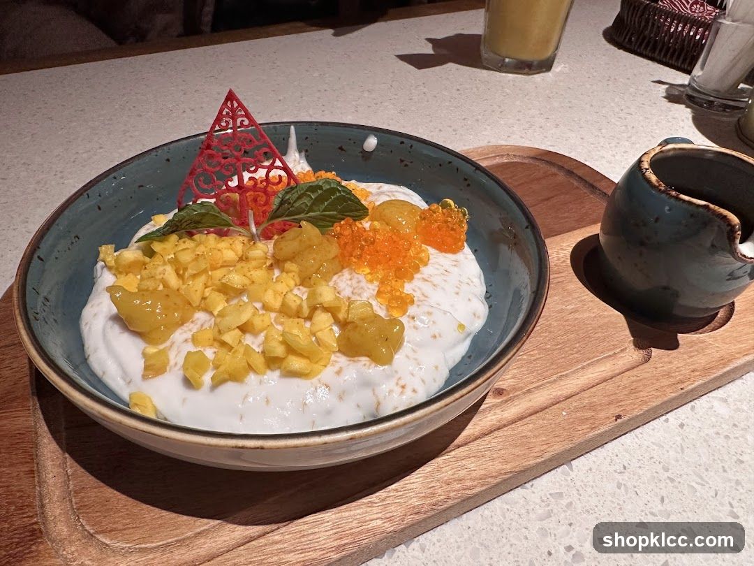 Dessert with fruit and sauce