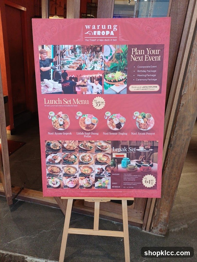 Warung EROPA Menu and Event Information