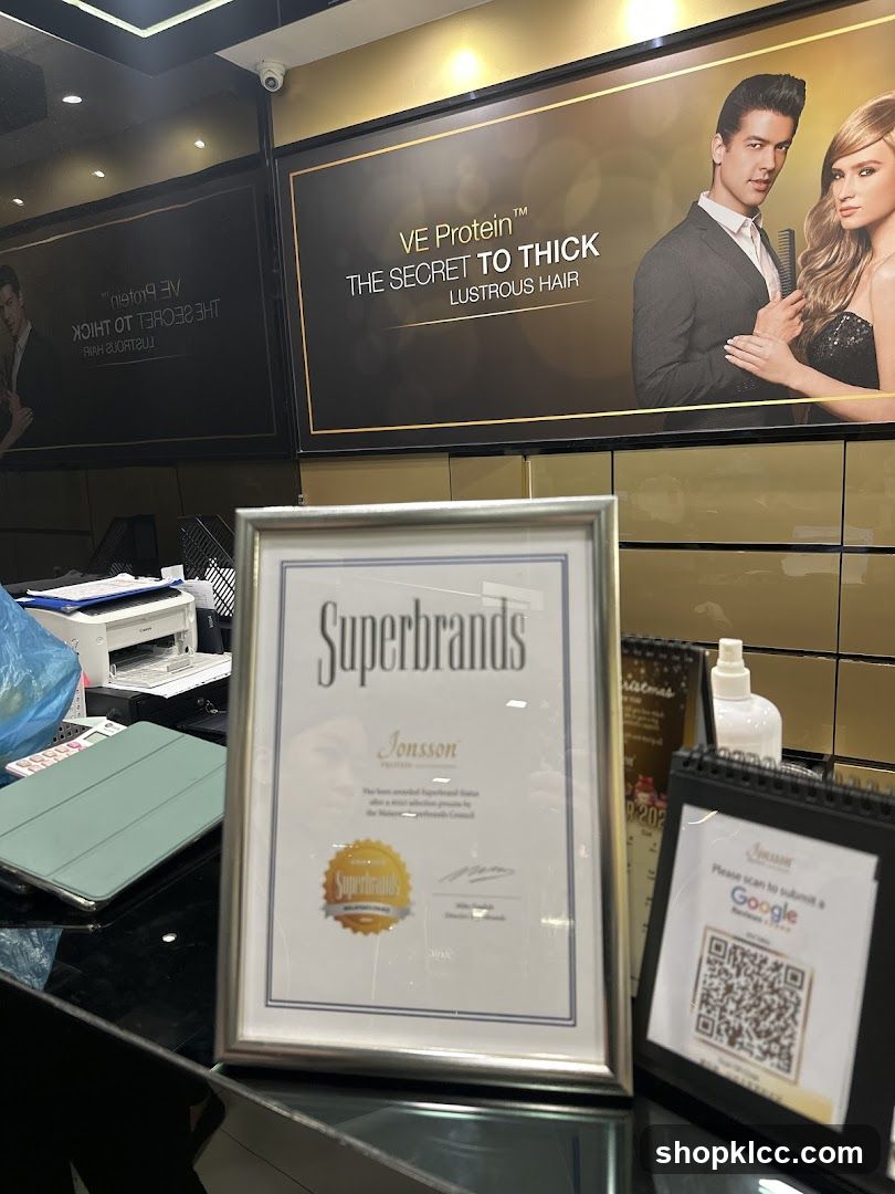 Salon Interior with Advertisement and Awards