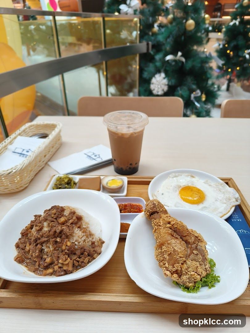 Meal with Fried Chicken and Braised Pork Rice