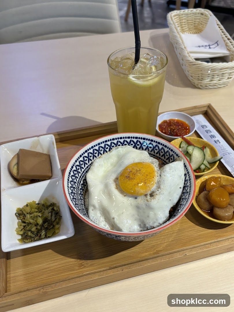 Meal with Fried Egg and Drink