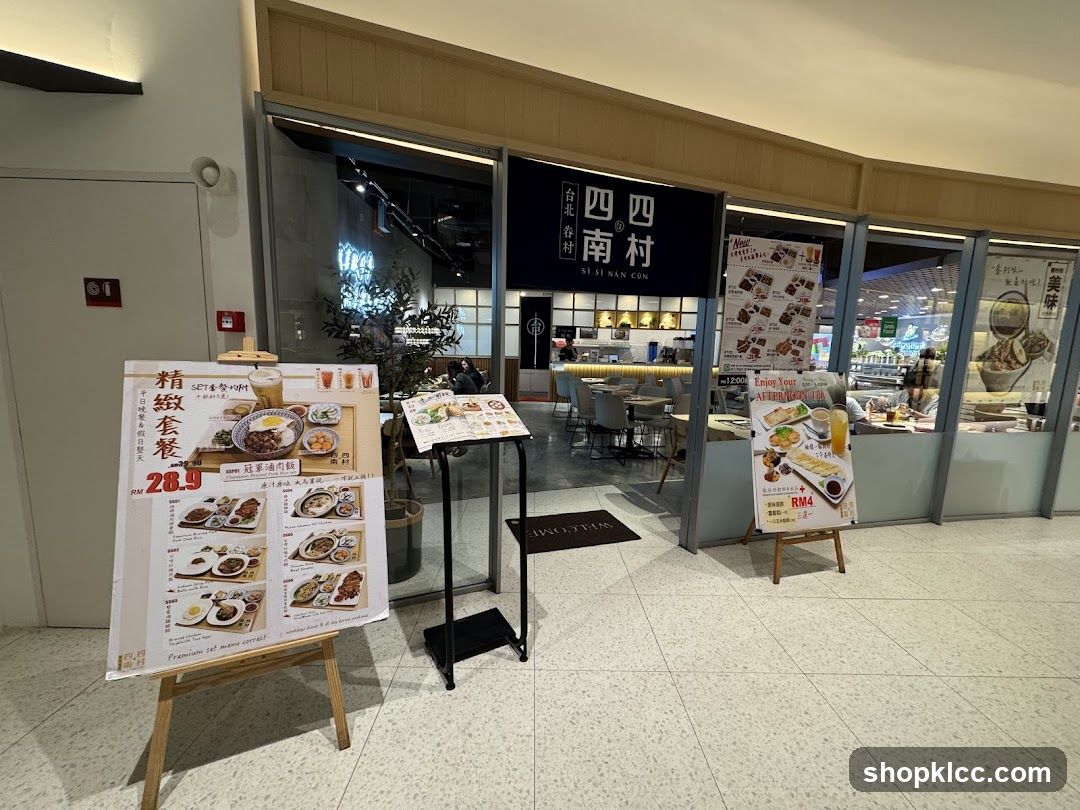 Restaurant storefront with promotional signs