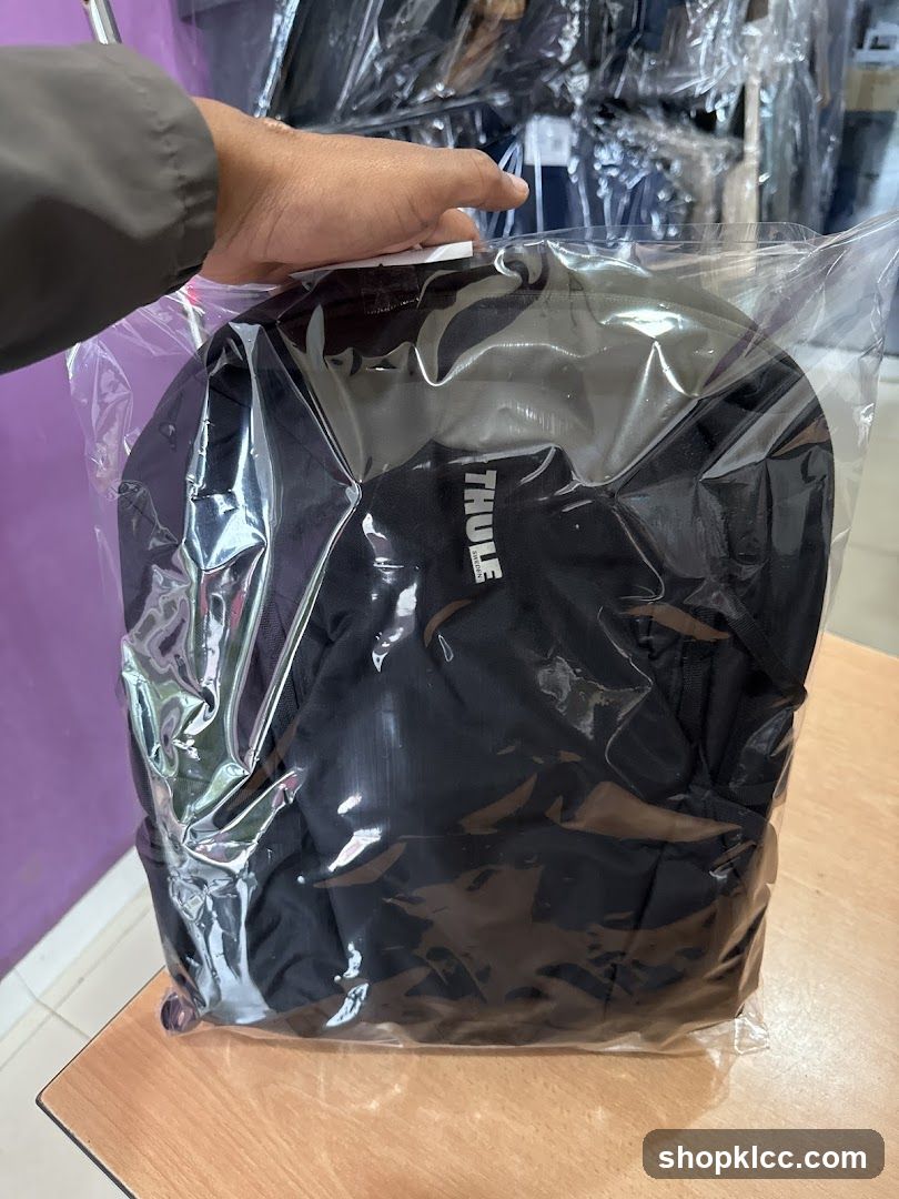 Black backpack with Thule logo