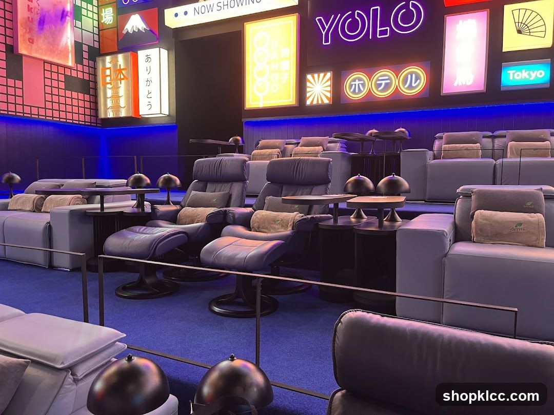 Comfortable Seating Area with Neon Signs