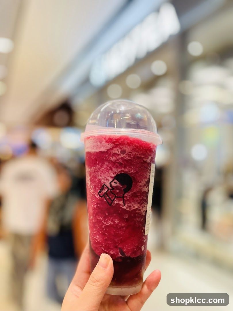 Close-up of a purple slushy drink