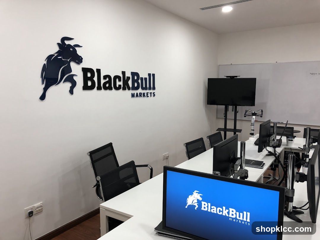 Office with BlackBull Markets Logo