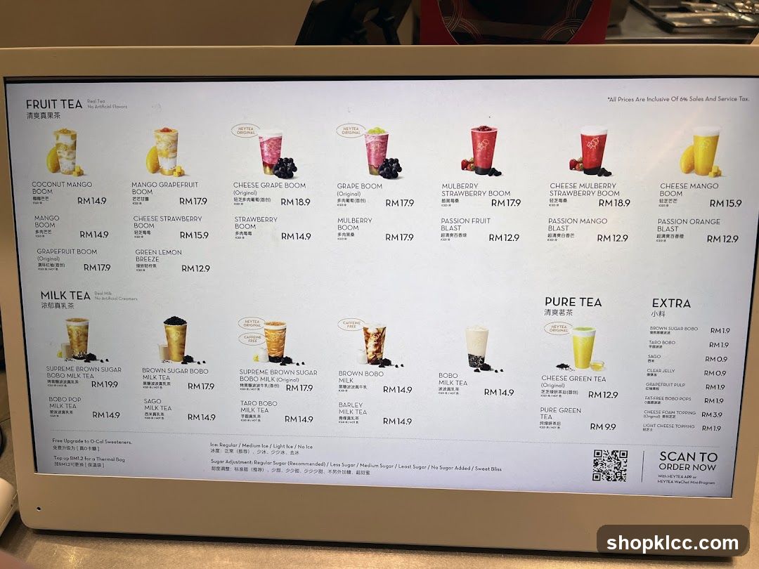 Heytea Menu